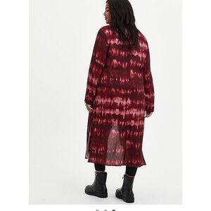 New Torrid WINE TIE DYE GAUZE KIMONO
